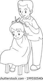 Schwarz-Weiß-Bild eines Kindes mit Haarschnitt