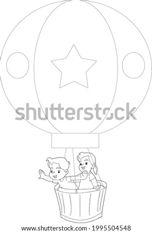 black and white image of a child riding a balloon