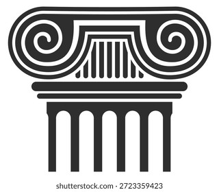 A black and white image of a column with a spiral design