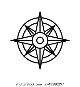 A black and white image of a compass rose