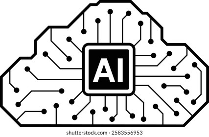 A black and white image of a computer chip with the word AI on it