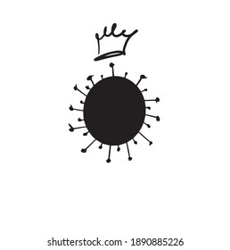 Black and white image of the coronavirus with the crown.