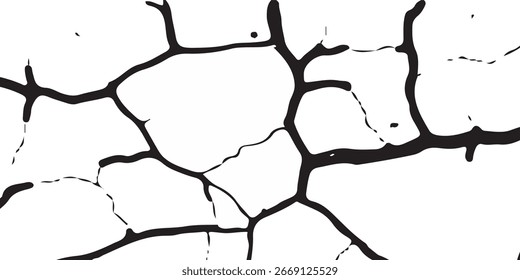 ein schwarz-weißes Bild einer rissigen Wand, rissige weiße Farbe auf weißem Hintergrund, eine schwarz-weiße Zeichnung einer rissigen Wand, Hintergrund mit Rissen