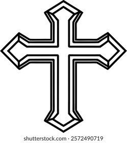 A black and white image of a cross with a white background