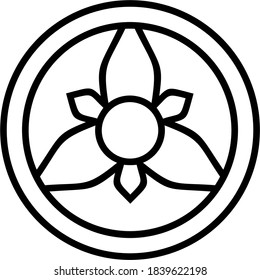 Black and white image of decoration which is usually made of iron or aluminum which is used to decorate a door or fence from a house to make it more beautiful