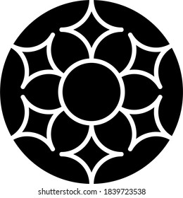 Black and white image of decoration which is usually made of iron or aluminum which is used to decorate a door or fence from a house to make it more beautiful