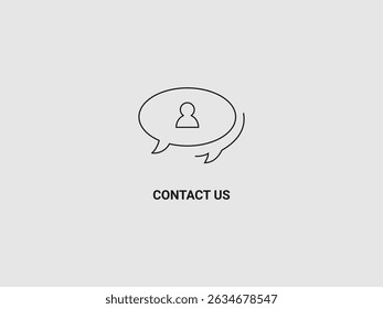 A black and white image depicting two speech bubbles with a person icon inside