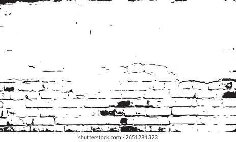 Una Imagen en blanco y negro de una pared de ladrillo angustiada con una Grande área blanca sobre ella, en la parte superior