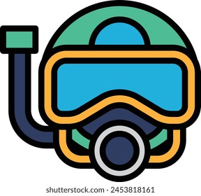 A black and white image of a diving mask with a black hose attached to it. The mask is designed to protect the wearer from water and other hazards while diving