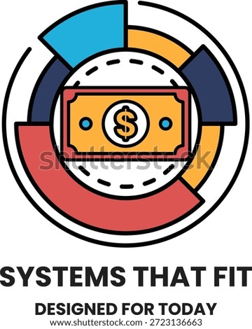 A black and white image of a dollar bill with a dollar sign on it. The image is titled Systems That Fit Designed for Today