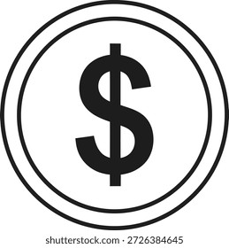 A black and white image of a dollar sign in a circle