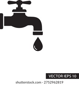 A black and white image of a dripping faucet Vector