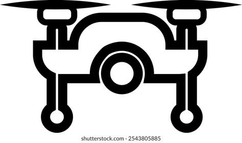 Uma imagem em preto e branco de um drone. O drone é um design pequeno, preto e branco com um fundo branco. O drone é um símbolo de tecnologia e inovação