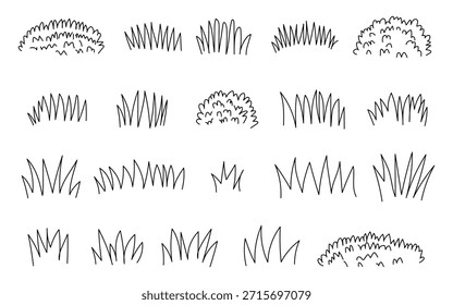 Imagen en blanco y negro con diversos patrones y texturas de hierba en diferentes estilos y densidades