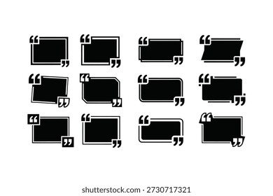 Uma imagem em preto e branco com uma grade de silhuetas de aspas