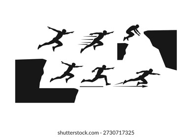 Imagen en blanco y negro con la silueta de una persona corriendo en diferentes poses