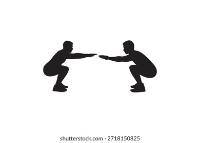 A black and white image featuring two silhouetted figures in a martial arts stance, facing each other with arms extended.