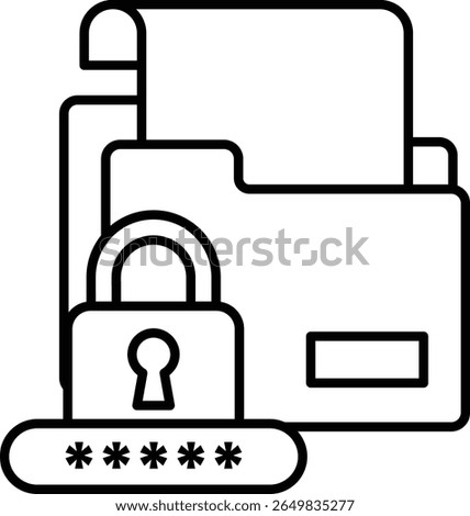 A black and white image of a file folder with a lock on it. The lock is surrounded by a series of small numbers