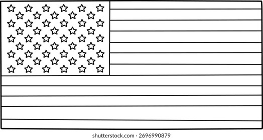 Uma imagem em preto e branco da bandeira dos Estados Unidos da América.