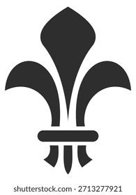 A black and white image of a fleur de lis