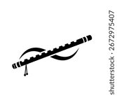 A black and white image of a flute with an abstract design element.