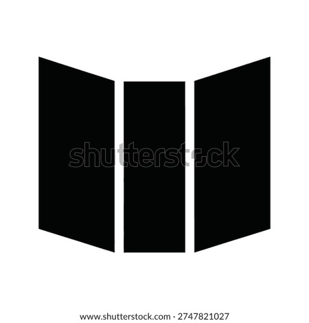 a black and white image of a folded page with three panels