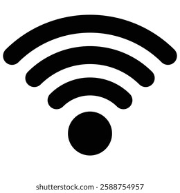 Black and white image of a generic wireless connection icon; simple graphic representing data communication or wireless technology.