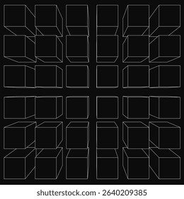 A black and white image of a grid of squares. The squares are all the same size and are all white. The image has a minimalist feel to it, with the squares being the only elements visible