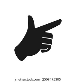 a black and white image of a hand pointing to the left.