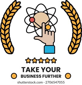 Uma imagem em preto e branco de uma mão apontando para uma estrela com as palavras Take Your Business Further below it