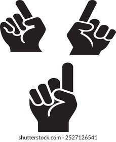 A black and white image of a hand raised with one finger pointing upwards, symbolizing emphasis or a call to attention.