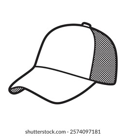 black and white image, hat curved facing left