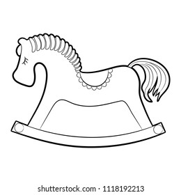 
Black and white image. Horse rocking. Vector illustration