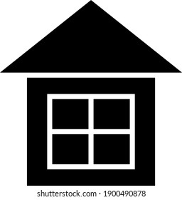 Black and white image of a house with windows