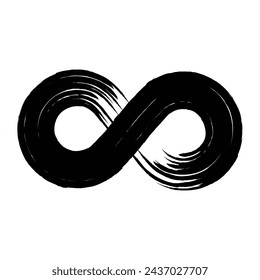 The black and white image of an infinity symbol is a representation of the endless possibilities and potential in life. The brush strokes and lines of the symbol convey a sense of movement