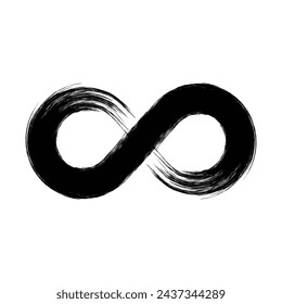 La imagen en blanco y negro de un símbolo del infinito es una representación de las infinitas posibilidades y potencial de la vida. Las pinceladas y las líneas del símbolo transmiten una sensación de movimiento