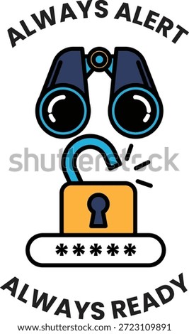 A black and white image of a key and a lock with the words Always Alert Always Ready written below it