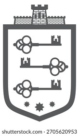 Una Imagen en blanco y negro de una llave con tres llaves