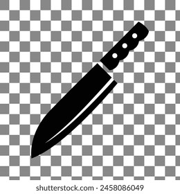 a black and white image of a knife on a checkered background.