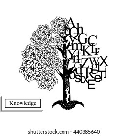 Black and white image of knowledge tree