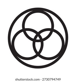 Imagen en blanco y negro del símbolo led zeppelin iv con círculos superpuestos