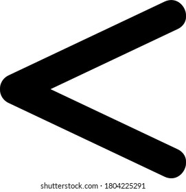 Black and white image of less than symbol. a symbol in mathematics that compares two different values or two conditions where the left is less than the right.