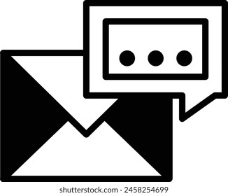 A black and white image of a letter and a speech bubble. Concept of communication and the importance of expressing oneself through writing