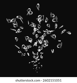 A black and white image of letters and numbers in a white background. The letters and numbers are scattered all over the image, creating a sense of chaos and disorder. Scene is one of confusion