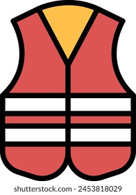 A black and white image of a life jacket. The jacket is designed to be worn by a person in the water