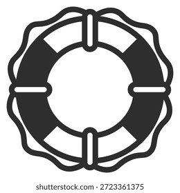 A black and white image of a life preserver