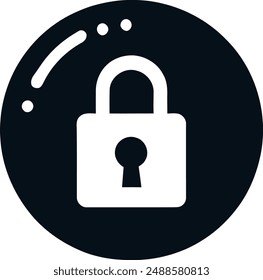 a black and white image of a lock with a keyhole, minimalist icon