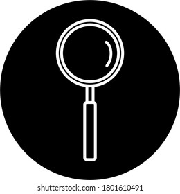 A black and white image of a magnifying glass that is used as a symbol for site searches in the digital world and is used to view and find small objects in the world of education and health