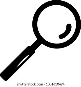 A black and white image of a magnifying glass that is used as a symbol for site searches in the digital world and is used to view and find small objects in the world of education and health
