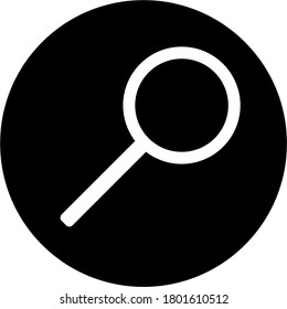 A black and white image of a magnifying glass that is used as a symbol for site searches in the digital world and is used to view and find small objects in the world of education and health